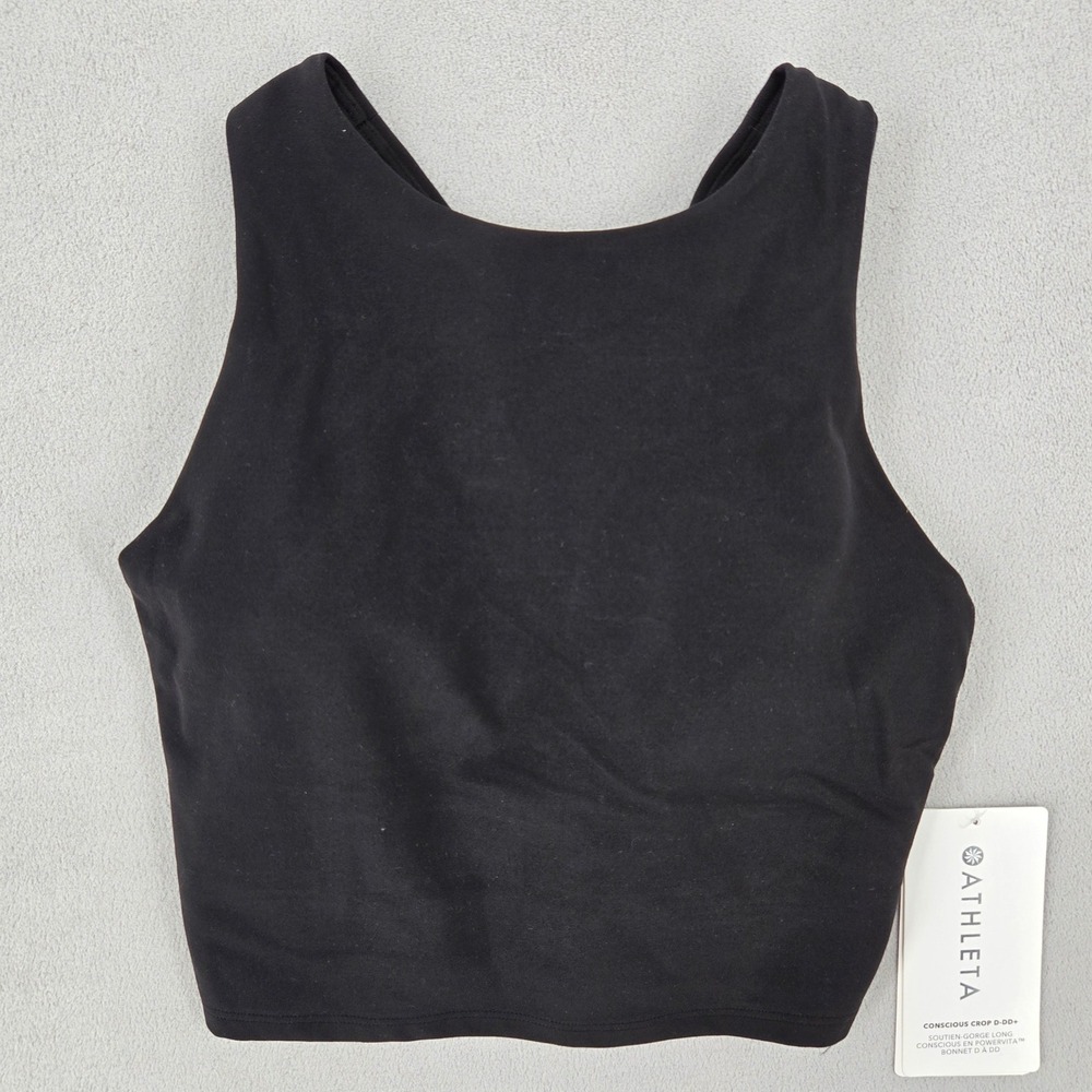 Athleta NWT XS Conscious Crop D-DD+ Tank Top Women Black Activewear Yoga